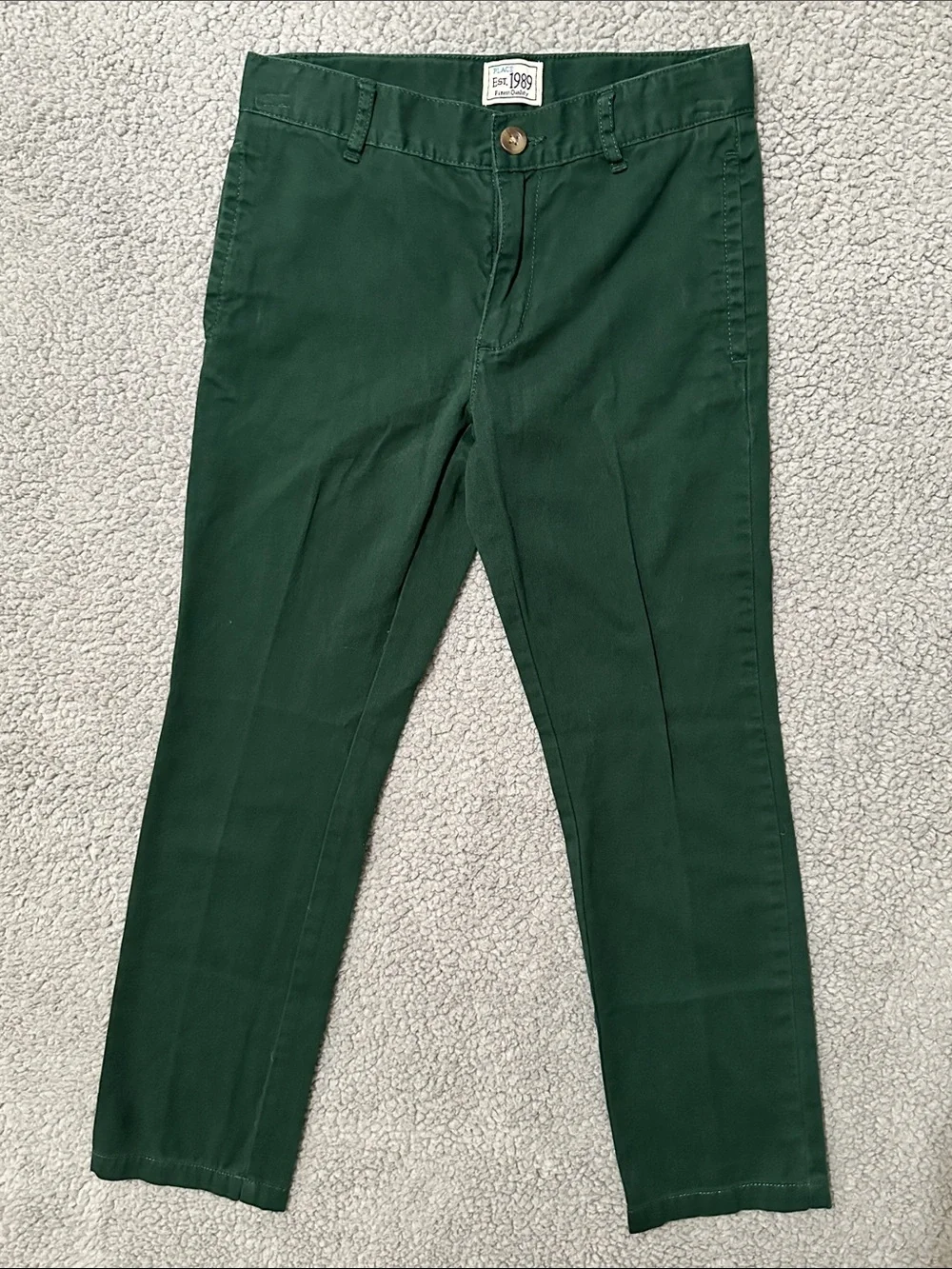 The Children’s Place Boys Green Chino Pants Size 8 Straight Leg Adjustable Waist